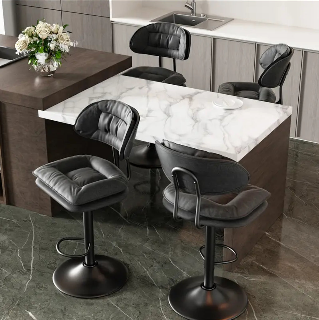 Set of 2 Modern Bar Stool, Adjustable Faux Leather Upholstered Swivel CounterStools for Restaurant, Modern Bar Stool, Adjustable Faux Leather Upholstered Swivel CounterStools - 5 colors