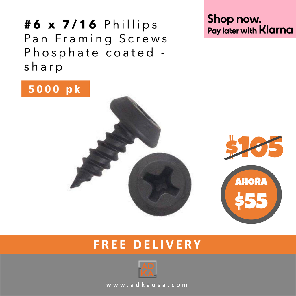 DKAKU #6 x 7/16 Phillips Pan Framing Screws Phosphate coated Sharp - 5000 pk