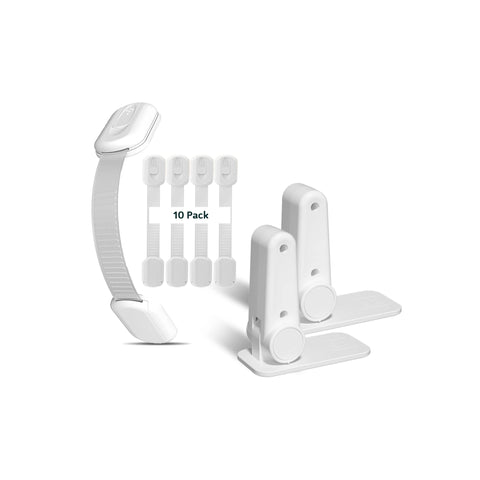 Paquete de 12 pestillos a prueba de bebés con adhesivo 3M: seguridad infantil para cajones, puertas, refrigeradores, hornos, inodoros, cocinas y electrodomésticos