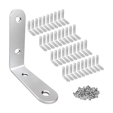 40-Pack Stainless Steel L Shape Brackets, 2" x 2" Corner Brace, Heavy Duty