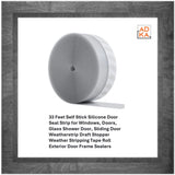 33 Feet Self Stick Silicone Door Seal Strip for Windows, Doors, Glass Shower Door, Sliding Door Weatherstrip Draft Stopper Weather Stripping Tape Roll Exterior Door Frame Sealers