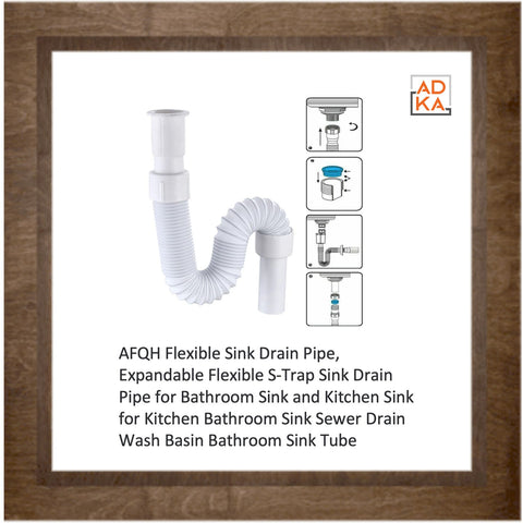 AFQH Flexible Sink Drain Pipe, Expandable Flexible S-Trap Sink Drain Pipe for Bathroom Sink and Kitchen Sink for Kitchen Bathroom Sink Sewer Drain Wash Basin Bathroom Sink Tube