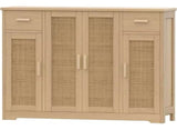 Rattan Sideboard, Storage Cabinet with Rattan Doors & Adjustable Shelves, Farmhouse Buffet Cabinet & 2 Drawers, Coffee Bar