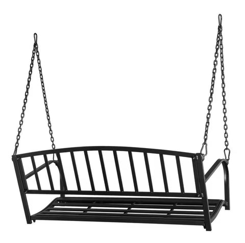 2-Person Patio Metal Porch Swing Outdoor Hanging Swing Bench Chair for Garden