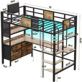 Full Size Loft Bed with Desk and Storage Shelves, Heavy Duty Loft Bed with Desk and Ladder, Full Size Loft Bed for Kids - FREE SHIPPING IN FLORIDA