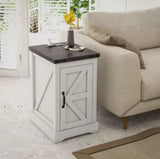 Corner Table with Charging Station and USB Ports Distressed White