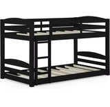 Convertible Low Wood Floor Bunk Bed, Stackable and Detachable Bed Frames for Kids, Solid Wood, with Ladder, High Guardrail