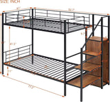 Harper & Bright Designs Twin Bunk Beds With Storage Stairs & Wardrobe, Heavy Duty Metal Bunk Bed Frame With Guardrail