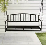 2-Person Patio Metal Porch Swing Outdoor Hanging Swing Bench Chair for Garden