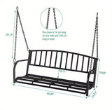 2-Person Patio Metal Porch Swing Outdoor Hanging Swing Bench Chair for Garden