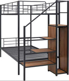 Harper & Bright Designs Twin Bunk Beds With Storage Stairs & Wardrobe, Heavy Duty Metal Bunk Bed Frame With Guardrail