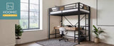 Twin Size Loft Bed Frame with Full Length Guardrai, Space-Saving, Sturdy Metal Construction, Easy Assembly Black Allewie