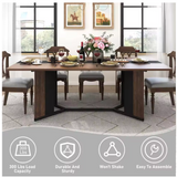 71 In. Large Dining Table for 8 People Waterproof Brown Tabletop Adjustable Leg