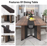 71 In. Large Dining Table for 8 People Waterproof Brown Tabletop Adjustable Leg