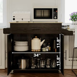 Rolling Kitchen Island Table on Wheels with Drop Leaf, Storage Cabinet, Drawer, Spice/Towel Rack, Kitchen Cart, Black