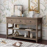 Entrance Sideboard Table with 3 Drawers and 2 Open Shelves - Gray