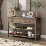 Entrance Sideboard Table with 3 Drawers and 2 Open Shelves - Gray