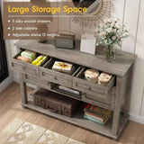 Entrance Sideboard Table with 3 Drawers and 2 Open Shelves - Gray