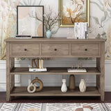 Entrance Sideboard Table with 3 Drawers and 2 Open Shelves - Gray