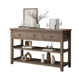 Entrance Sideboard Table with 3 Drawers and 2 Open Shelves - Gray