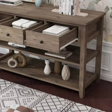 Entrance Sideboard Table with 3 Drawers and 2 Open Shelves - Gray