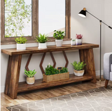 70.86-Inch Farmhouse Console Table, Industrial Narrow Long Sofa Entryway Table with Storage, 2-Tier Wood Couch Foyer