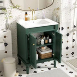 24” Bathroom Vanity with Sink, Powder Room Small Bathroom Vanity with 2-Door Cabinet, Undermount Sink, (Vogue Green)