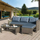 Outdoor Patio Furniture Sets, Wicker Patio sectional Sets 3-Piece, All Weather Wicker Rattan Patio Seating Sofas