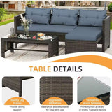 Outdoor Patio Furniture Sets, Wicker Patio sectional Sets 3-Piece, All Weather Wicker Rattan Patio Seating Sofas