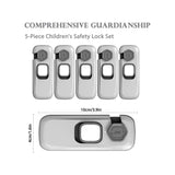 Paquete de 5 cerraduras a prueba de niños para refrigeradores, cerraduras para gabinetes a prueba de bebés, cerraduras de seguridad para hornos para niños, ideales para refrigeradores, gabinetes, cajones, guardarropas y congeladores (gris)