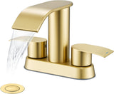 imate Unicorn Bathroom Faucet For Sink Brushed Gold, 4 Inch Bathroom Sink Faucet For Sink 3 Hole Or 2 Hole, 2 Handle