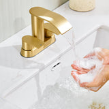 imate Unicorn Bathroom Faucet For Sink Brushed Gold, 4 Inch Bathroom Sink Faucet For Sink 3 Hole Or 2 Hole, 2 Handle