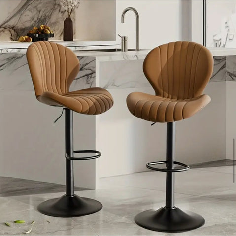 Set of 2 Bar Stools Modern Swivel Bar Chairs, Barstools Counter Height with High Backrest, Easy Assembly for Bar, Kitchen, Dining Room