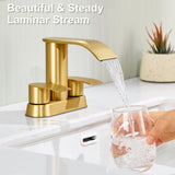 imate Unicorn Bathroom Faucet For Sink Brushed Gold, 4 Inch Bathroom Sink Faucet For Sink 3 Hole Or 2 Hole, 2 Handle