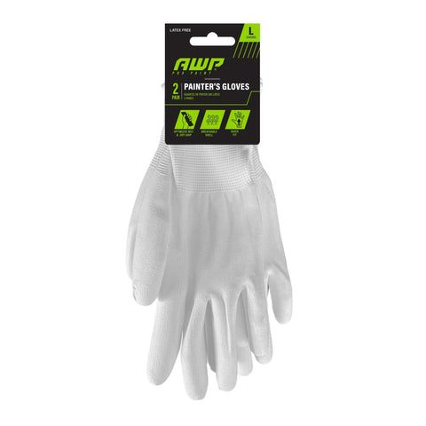 Guantes de trabajo para pintores AWP Pro Paint, sin látex, para hombre, color blanco, 2 pares