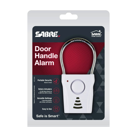 Alarma de manija de puerta SABRE: alarma de puerta de 110 dB para seguridad del hogar, 8 x 6 x 1 pulgada, 0,2 lb.