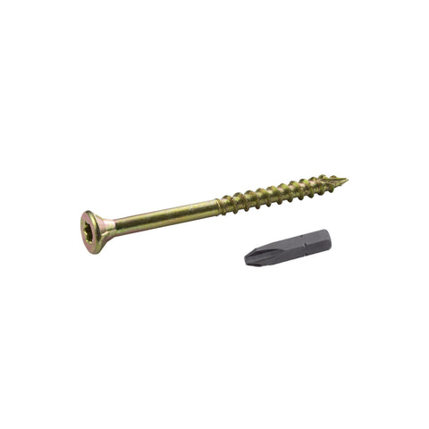 Tornillo para madera de construcción DKAKU n.° 9 x 2-1/2 pulg. con punta de estrella dorada, 1 lb, 85 piezas