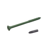 Tornillos de cabeza plana en forma de estrella para exteriores, autoarrancables, de color verde, DKAKU, n.° 9 x 2-1/2 pulg., caja de 1 lb (73 piezas) - Broca T-25 gratis