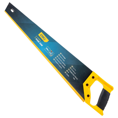 Sierra de mano Deli de 20 pulgadas, sierra de mano de 7 TPI de corte fino con agarre suave y mango ergonómico antideslizante, para serrar, podar, jardinería, madera, plástico y paneles de yeso