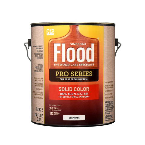 Serie Flood Pro: Tinte acrílico 100 % de color sólido para terrazas, cercas y revestimientos, 3,37 L, amarillo