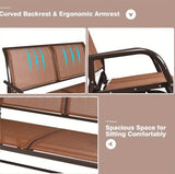 [Outdoor Patio Swing] LIFEZEAL 48" Brown Outdoor Patio Swing Glider Bench Chair Loveseat Rocker Lounge Backyard