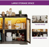 Wehom Spacious Sideboard Buffet Table with LED Lighting for Living Room