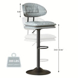 Set of 2 Modern Bar Stool, Adjustable Faux Leather Upholstered Swivel CounterStools for Restaurant, Modern Bar Stool, Adjustable Faux Leather Upholstered Swivel CounterStools - 5 colors
