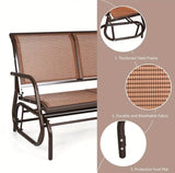 [Outdoor Patio Swing] LIFEZEAL 48" Brown Outdoor Patio Swing Glider Bench Chair Loveseat Rocker Lounge Backyard