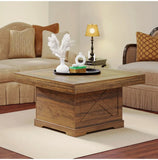 HWB Square Coffee Table, Wood Center Table For Living Room, Rustic Farmhouse Living Room Tables - Walnut