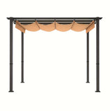 10' X 10' Aluminum Patio Pergola With Retractable Pergola Canopy, Backyard Shade Shelter For Porch, Outdoor Party, Garden, Grill Gazebo, Khaki