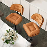 Set of 2 Modern Bar Stool, Adjustable Faux Leather Upholstered Swivel CounterStools for Restaurant, Modern Bar Stool, Adjustable Faux Leather Upholstered Swivel CounterStools - 5 colors