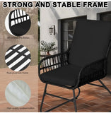 4pcs Outdoor Wicker Furniture Set - All-Weather Lounge Chair, Seating & Coffee Table, Patio Conversation Group For Garden, Deck & Pool Area