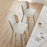 Counter Height Bar Stools Set of 2, 360° Swivel Upholstered Barstools with Back Wood Legs, 26" H Seat Height, Dining room furniture