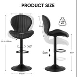 Set of 2 Bar Stools Modern Swivel Bar Chairs, Barstools Counter Height with High Backrest, Easy Assembly for Bar, Kitchen, Dining Room